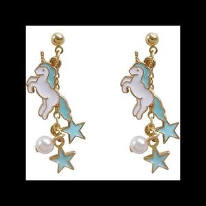 ANY PAIR UNDER $25 R 4 FOR $20 Magical unicorn earrings with stars faux pearls.